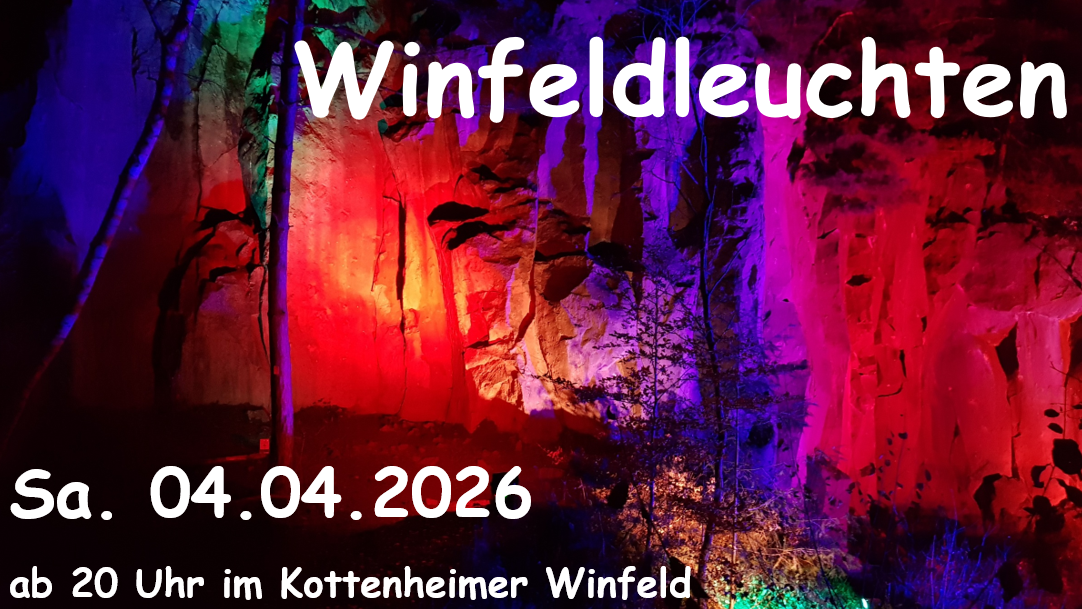 Plakat des illuminierten Kottenheimer Winfelds mit Hinweisen zur geplanten Veranstaltung "Winfeldleuchten".